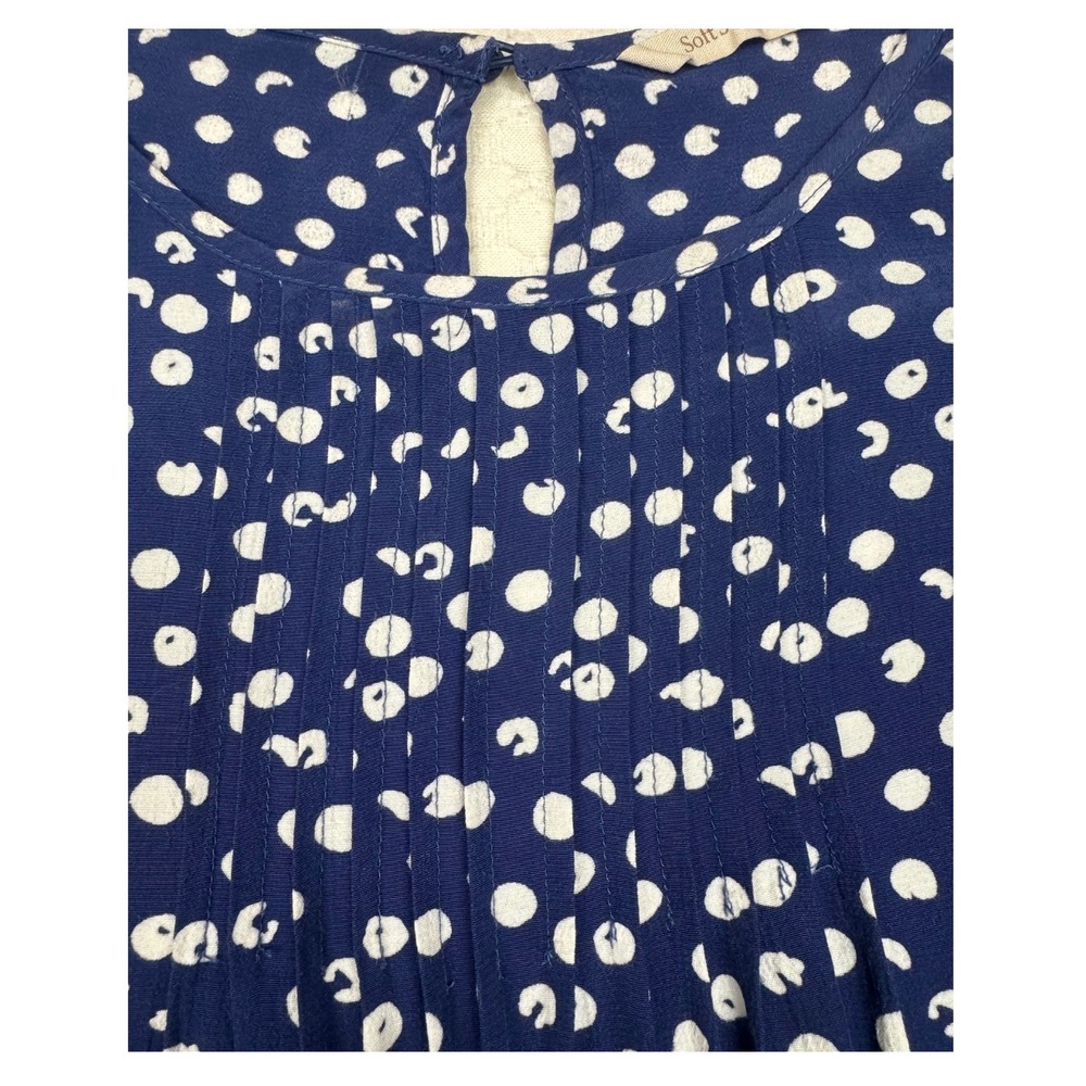 Soft Surroundings Blouse Womens 1X Polka Dot Pleated Ruffle Peasant Boho Cottage - Picture 7 of 8